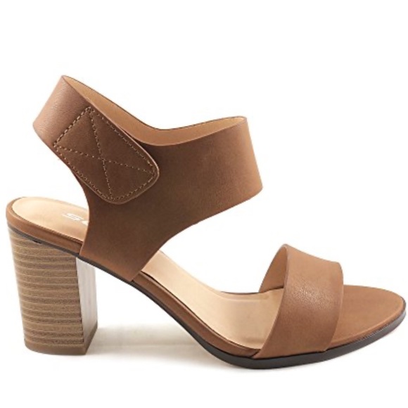 Restock Soda Cognac Brown Stacked Wood Heel SANDAL - Picture 9 of 9